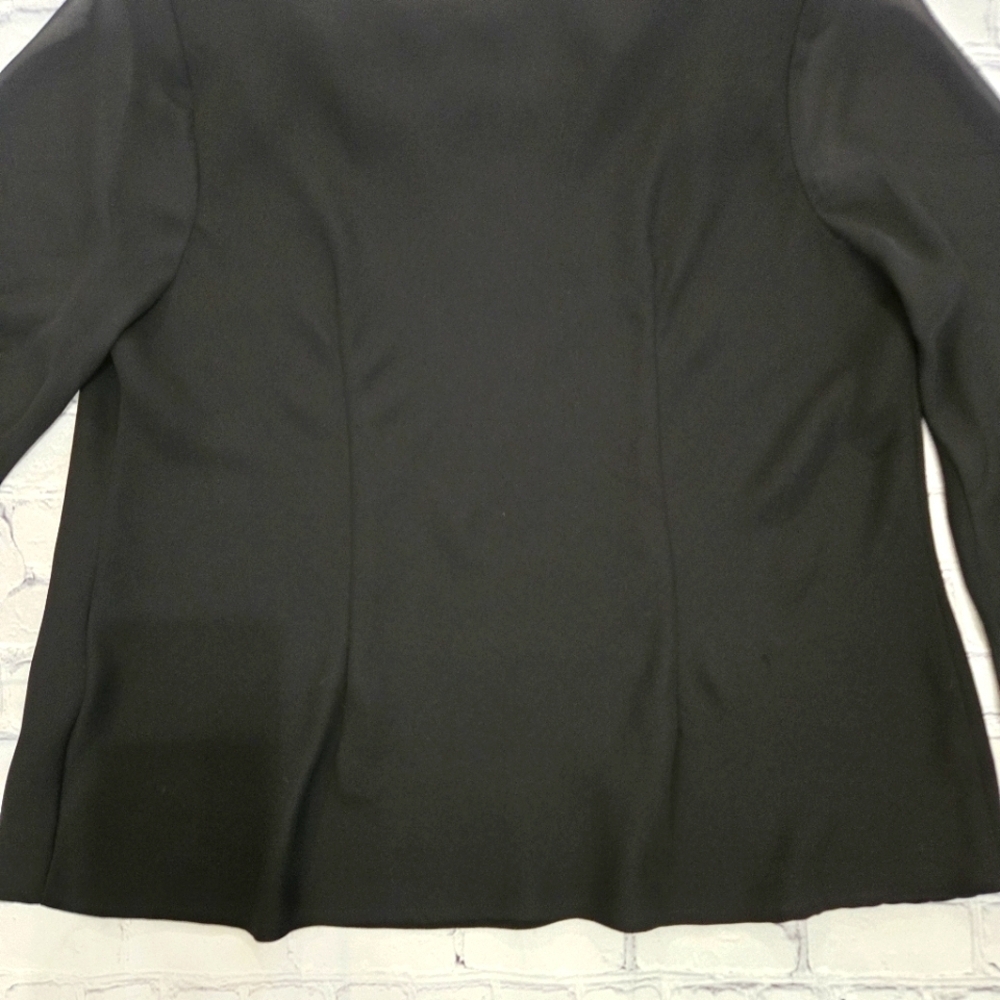 S.L. fashions Women's Black Scoop Blouse Chiffon sleeves and shoulder pads - Picture 9 of 10